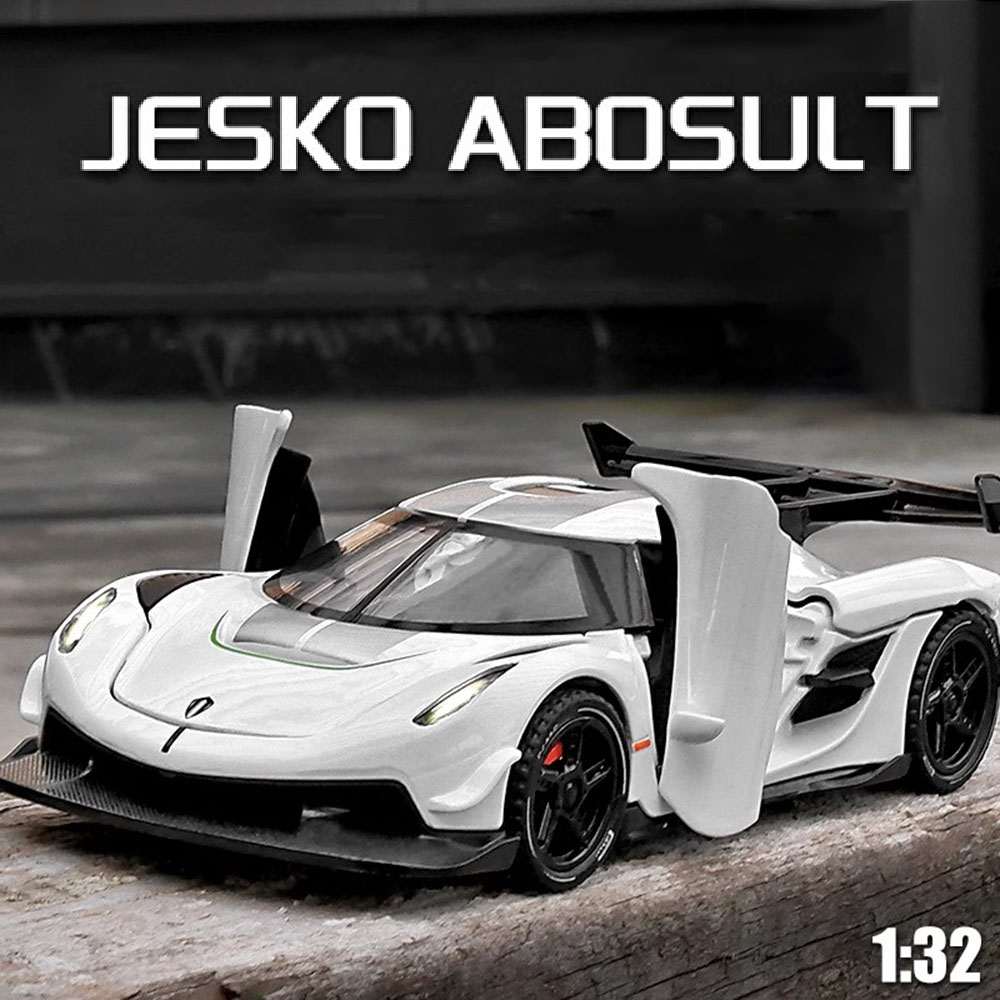 Model Kit Ferrari - スケール 1:32 KNSG Jesko 車モデルおもちゃ合金ボディゴムタイヤダイキャストスーパーカーモデルドアオープンサウンドライト子供のおもちゃギフト