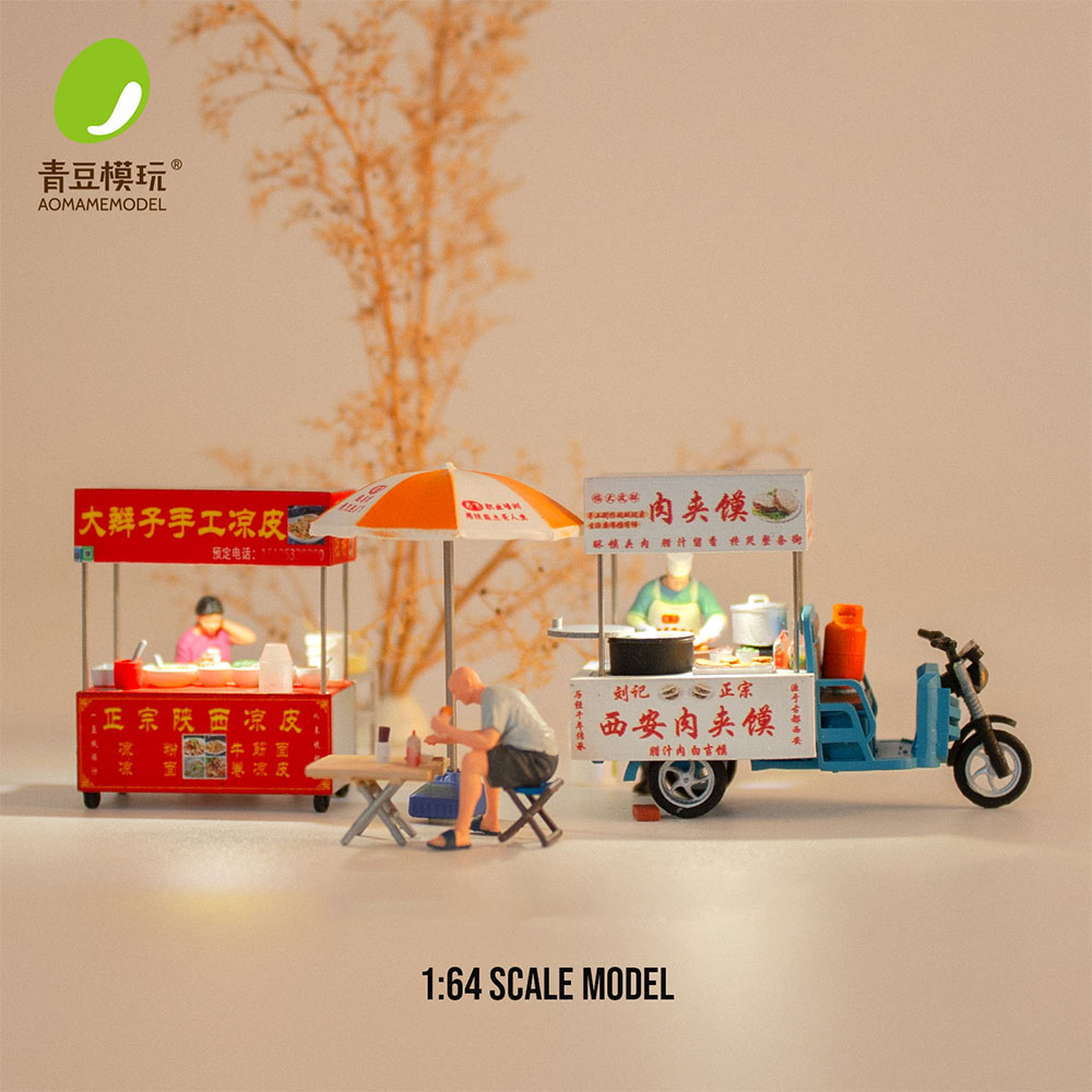 Model Kit Diorama - 1/64 ナイトマーケットのモデルキット - 高精度3Dプリント樹脂製ミニチュアフードストール、モデルジオラマ、DIYシーン、コレクタブルアイテム用