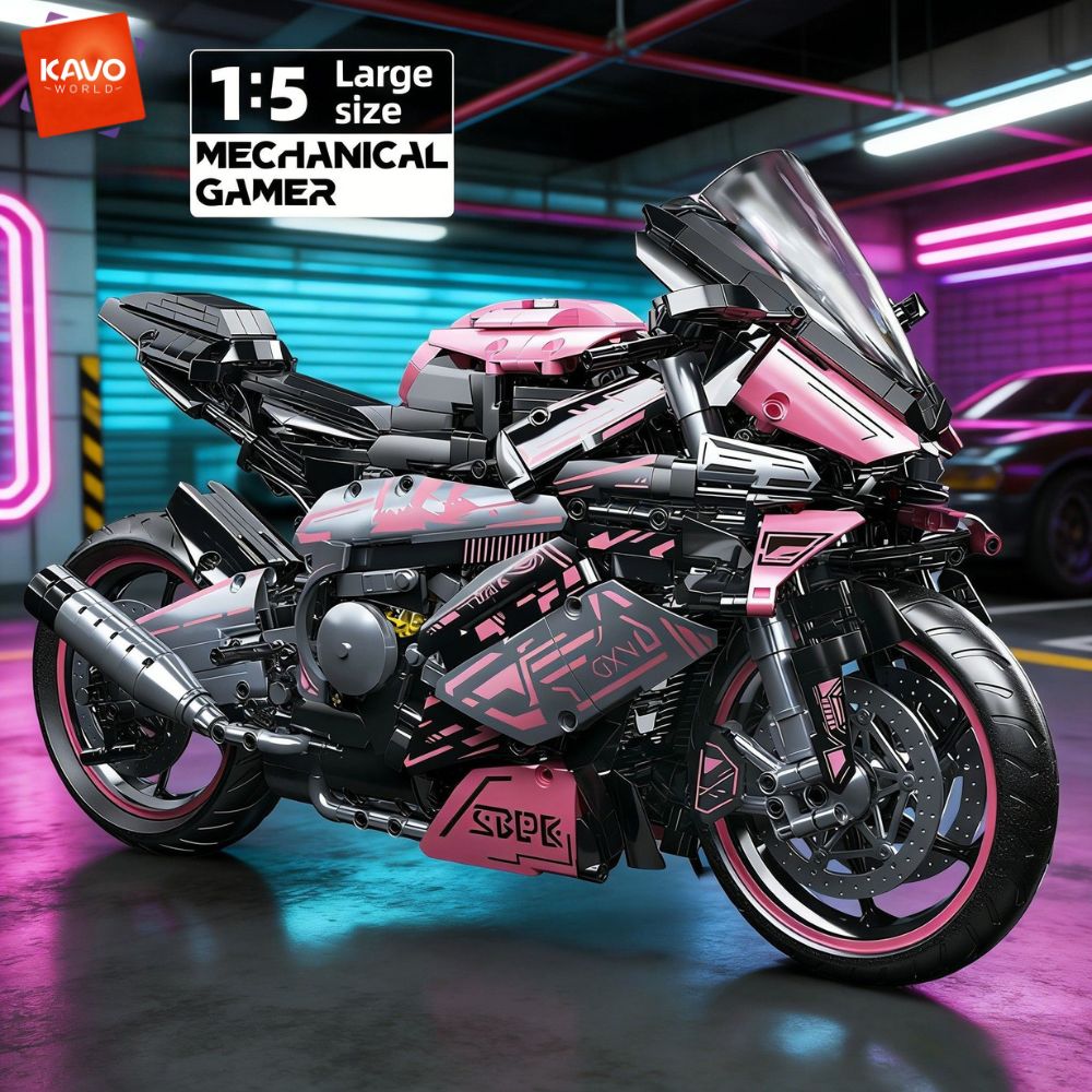 KAVOWORLD 2096 個ピンクオートバイビルディング - Model Kit In Era のレビューと価格