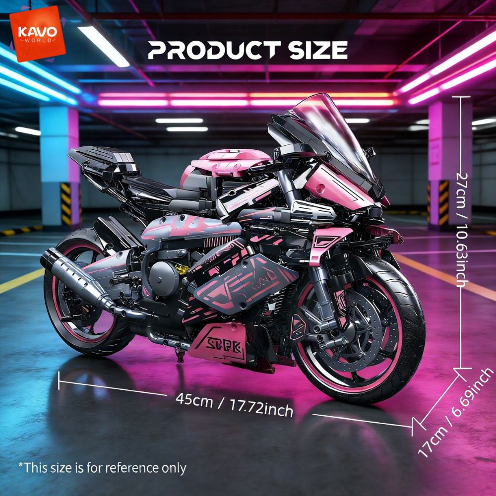 KAVOWORLD 2096 個ピンクオートバイビルディング - Model Kit In Era のレビューと価格