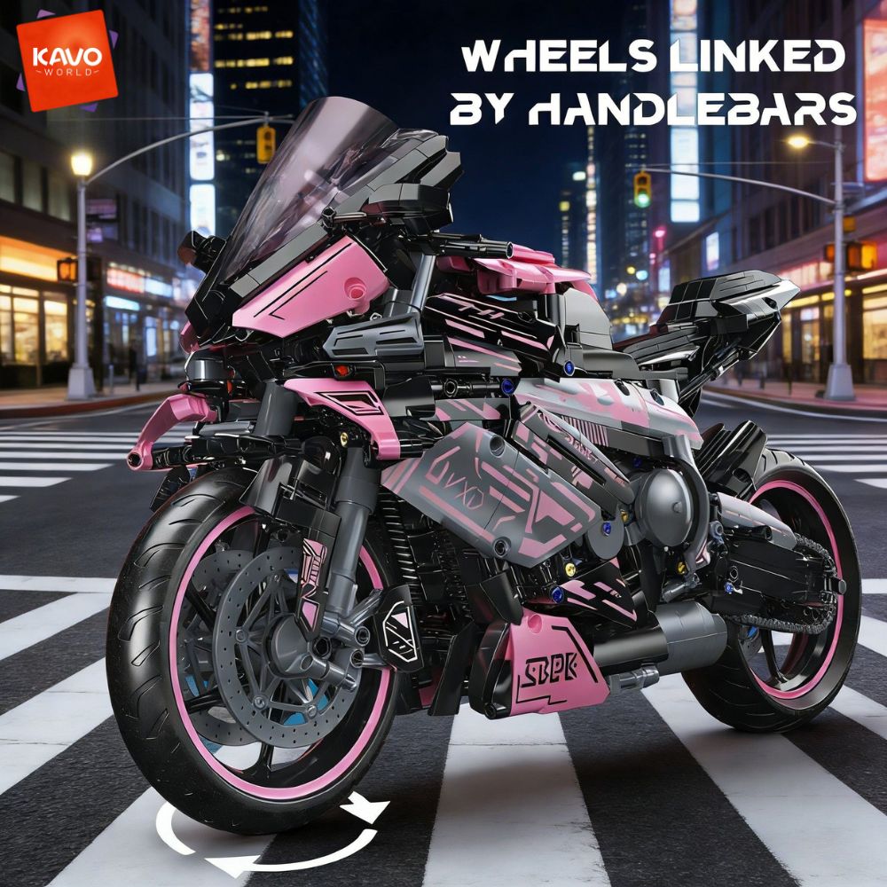 KAVOWORLD 2096 個ピンクオートバイビルディング - Model Kit In Era のレビューと価格
