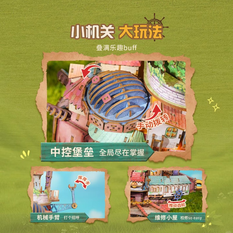 本物の旅行船ハウルの動く城木製パズルビルディングブロックジオ - Model Kit Diorama のレビューと価格