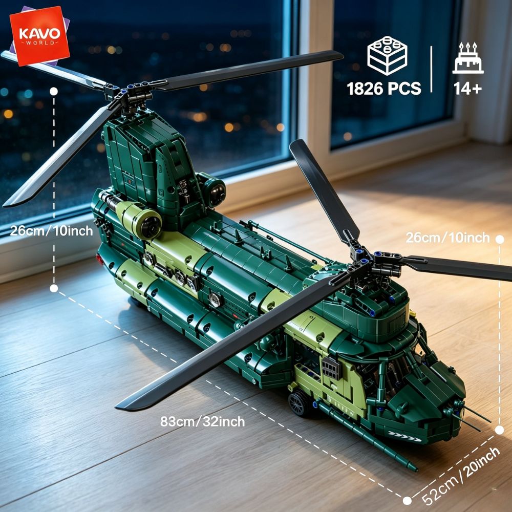 KAVOWORLD 1826ピース 32インチ 重量輸送ヘリ - Model Kit In Era のレビューと価格